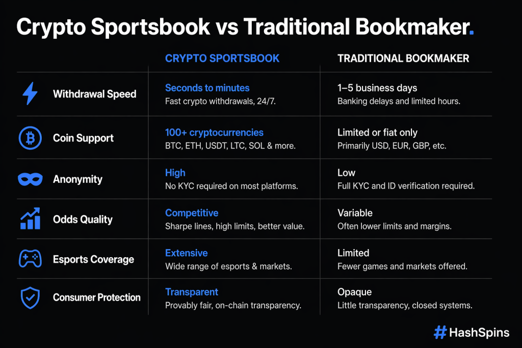 Crypto Sportsbook vs traditional bookmaker